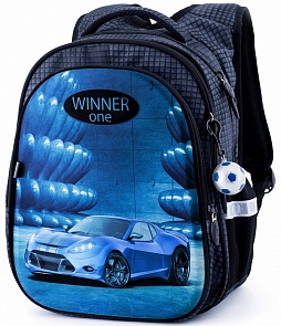 Рюкзак Спорткар голубой с брелоком Мяч (Winner, R1-006)